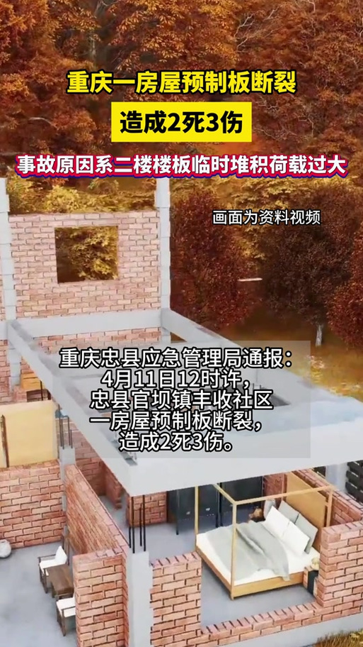 重庆忠县一房屋预制板断裂 造成2死3伤