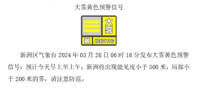 福建省福清市发布大雾黄色预警
