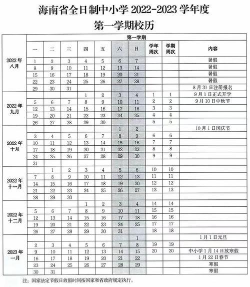 海南各大、中、小学寒假放假时间公布